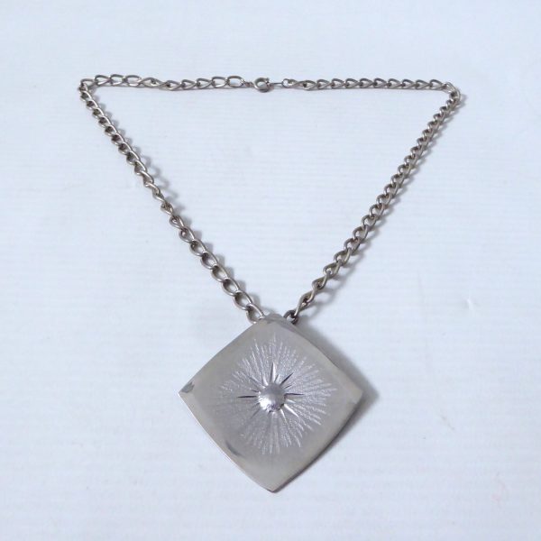 Vintage 1970s Lakeland Art Metal Work modernist stainless steel pendant necklace - Image 6