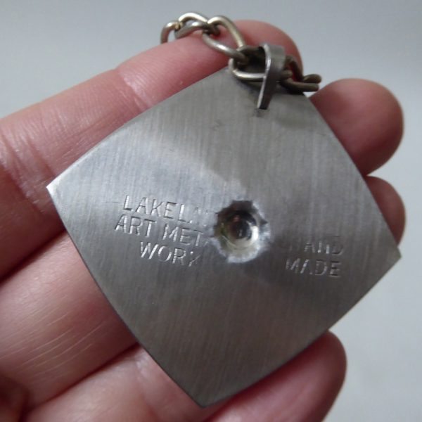 Vintage 1970s Lakeland Art Metal Work modernist stainless steel pendant necklace - Image 9