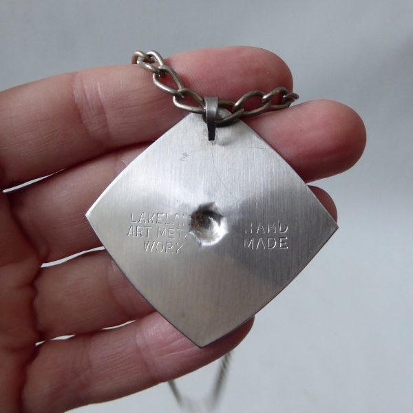 Vintage 1970s Lakeland Art Metal Work modernist stainless steel pendant necklace - Image 10