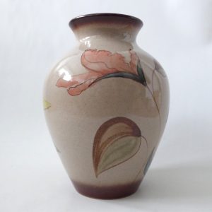 Vintage 21cm Denby Bouquet stoneware art pottery vase, hand painted flowers, pot