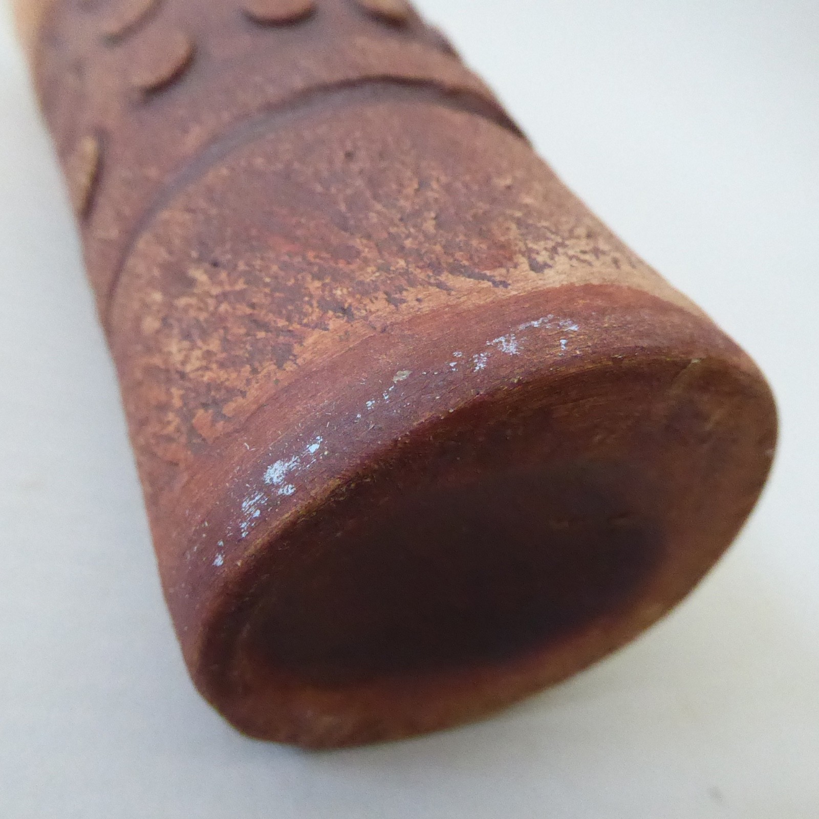 Vintage Bob Dawe Red Barn studio pottery cylinder vase, red brown clay ceramic - Image 12