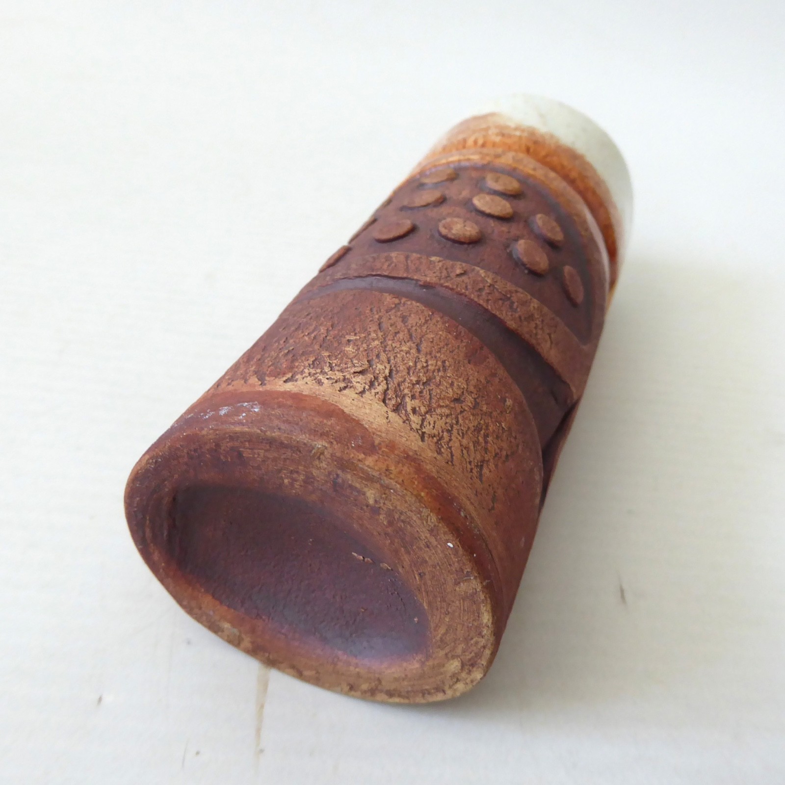 Vintage Bob Dawe Red Barn studio pottery cylinder vase, red brown clay ceramic - Image 8