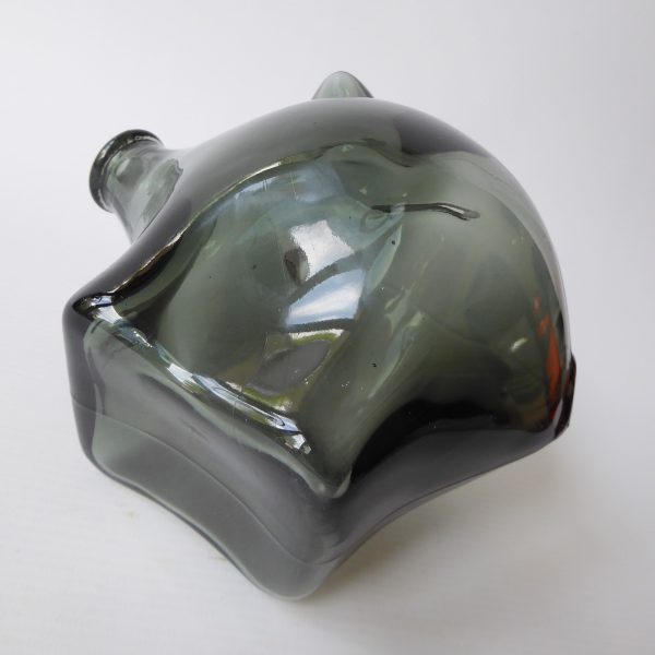 Vintage Cascade Glass large smokey grey 1970s piggy bank money box. 14cm retro - Image 11