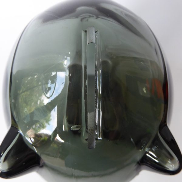 Vintage Cascade Glass large smokey grey 1970s piggy bank money box. 14cm retro - Image 5