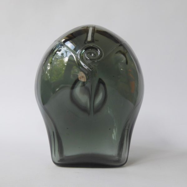 Vintage Cascade Glass large smokey grey 1970s piggy bank money box. 14cm retro - Image 9