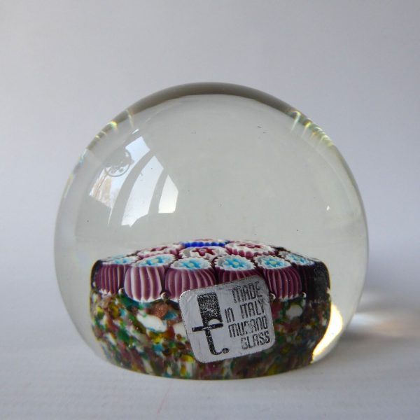 Vintage Fratelli Toso Murano Millefiori art glass paperweight, original sticker! - Image 3