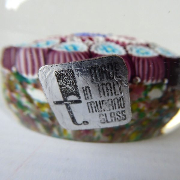 Vintage Fratelli Toso Murano Millefiori art glass paperweight, original sticker! - Image 4