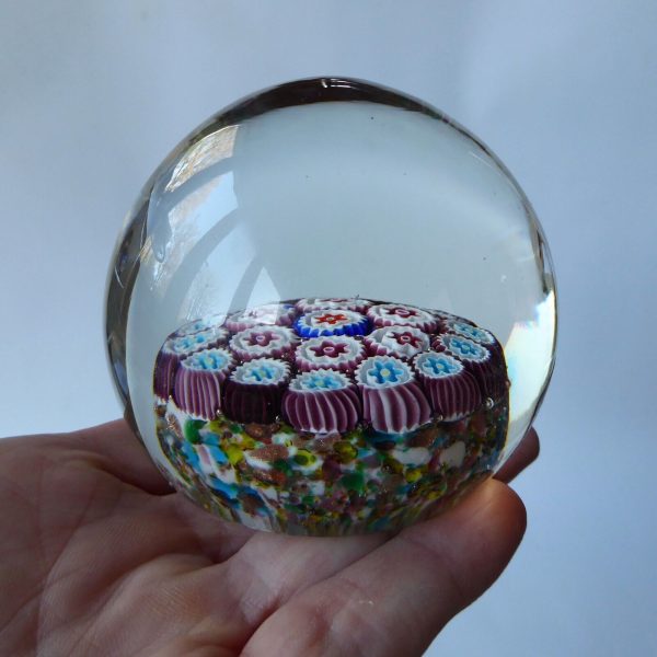 Vintage Fratelli Toso Murano Millefiori art glass paperweight, original sticker! - Image 9