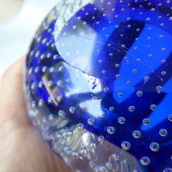 Vintage Murano art glass bowl. Royal blue cased dish ashtray. Controlled bubbles - Image 18