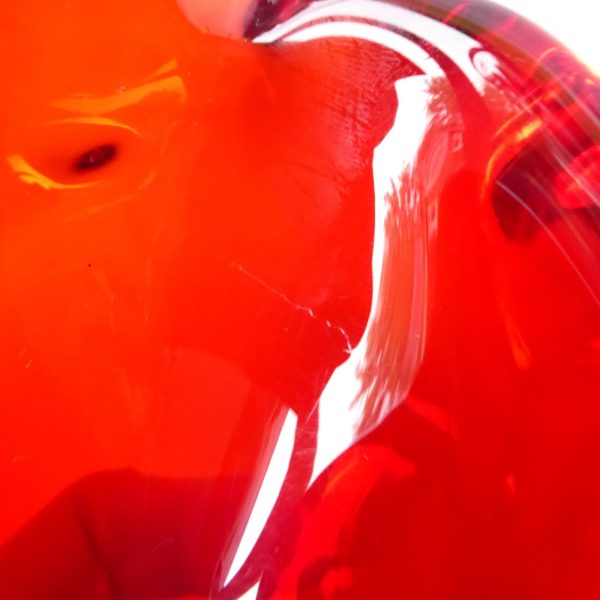 Vintage Murano art glass rectangular bowl. Red cased dish, 1960s 1970s MCM retro - Image 11