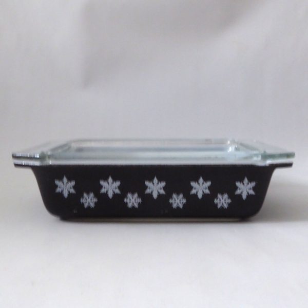 Vintage Pyrex JAJ Snowflake black deep oblong casserole dish + lid. 1950s 2162 - Image 17