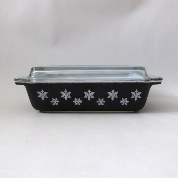 Vintage Pyrex JAJ Snowflake black deep oblong casserole dish + lid. 1950s 2162 - Image 4