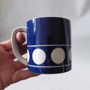 Vintage TG Green Jersey Blue cup mug, Channel Islands Judith Onions, blue spot