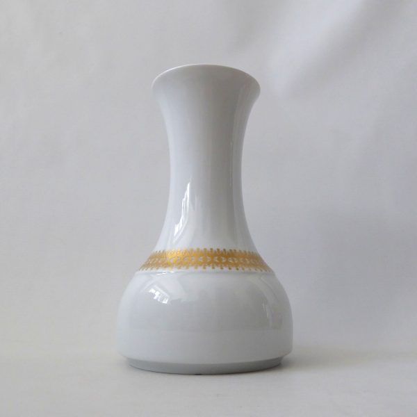 Vintage Thomas Germany porcelain vase, white & gold band, Noble. 1970s modernist - Image 3