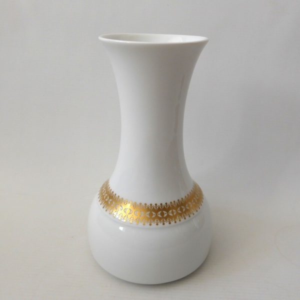 Vintage Thomas Germany porcelain vase, white & gold band, Noble. 1970s modernist - Image 6