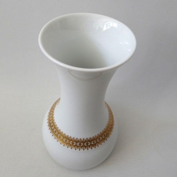 Vintage Thomas Germany porcelain vase, white & gold band, Noble. 1970s modernist - Image 7