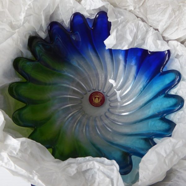 Vintage Walther-Glas Solaris Colour 0122/6 art glass bowl, boxed. Blue green box - Image 12