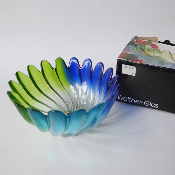 Vintage Walther-Glas Solaris Colour 0122/6 art glass bowl, boxed. Blue green box - Image 3
