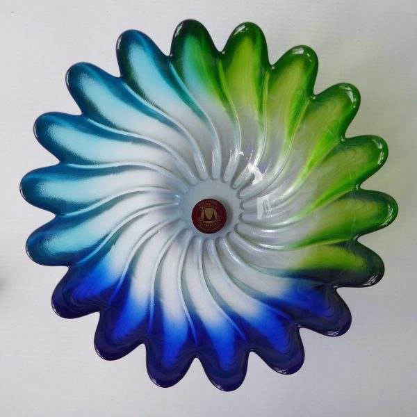 Vintage Walther-Glas Solaris Colour 0122/6 art glass bowl, boxed. Blue green box - Image 6