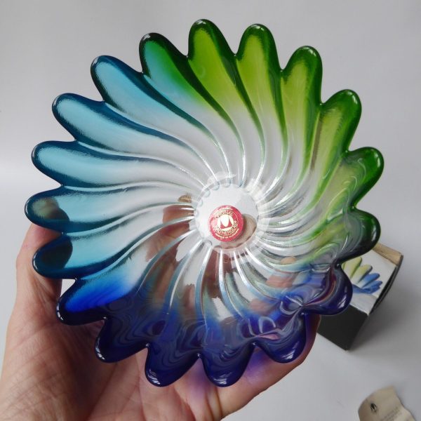 Vintage Walther-Glas Solaris Colour 0122/6 art glass bowl, boxed. Blue green box - Image 7