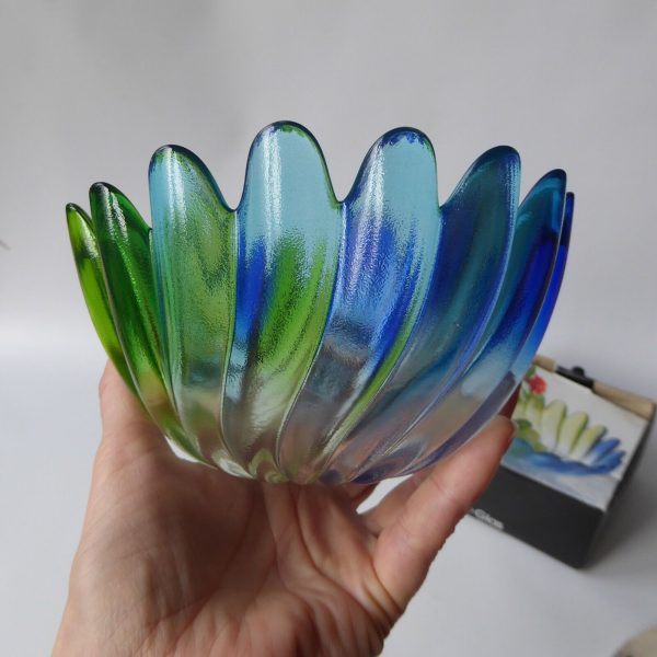 Vintage Walther-Glas Solaris Colour 0122/6 art glass bowl, boxed. Blue green box - Image 8
