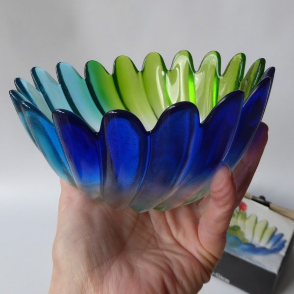 Vintage Walther-Glas Solaris Colour 0122/6 art glass bowl, boxed. Blue green box - Image 10