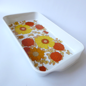 Vintage retro floral PILLIVUYT Pilivite French long cooking bowl oven dish baker