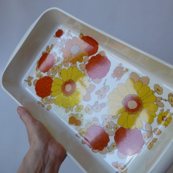 Vintage retro floral PILLIVUYT Pilivite French long cooking bowl oven dish baker - Image 9