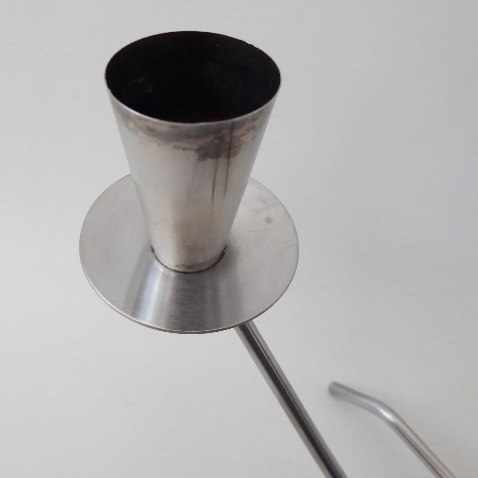 Vintage two cup stainless steel candle holder metal centrepiece, retro 1970s - Image 7