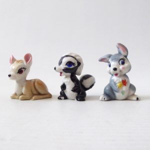 Wade Whimsies Bambi full set, Disney Hat Box series, bambi, flower, thumper 1958
