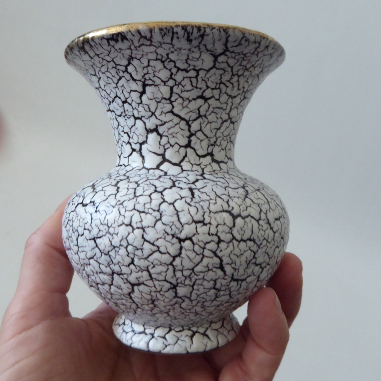West German pottery, Jasba Keramik Cortina crackle shrink glaze vintage vase 60s - Image 3