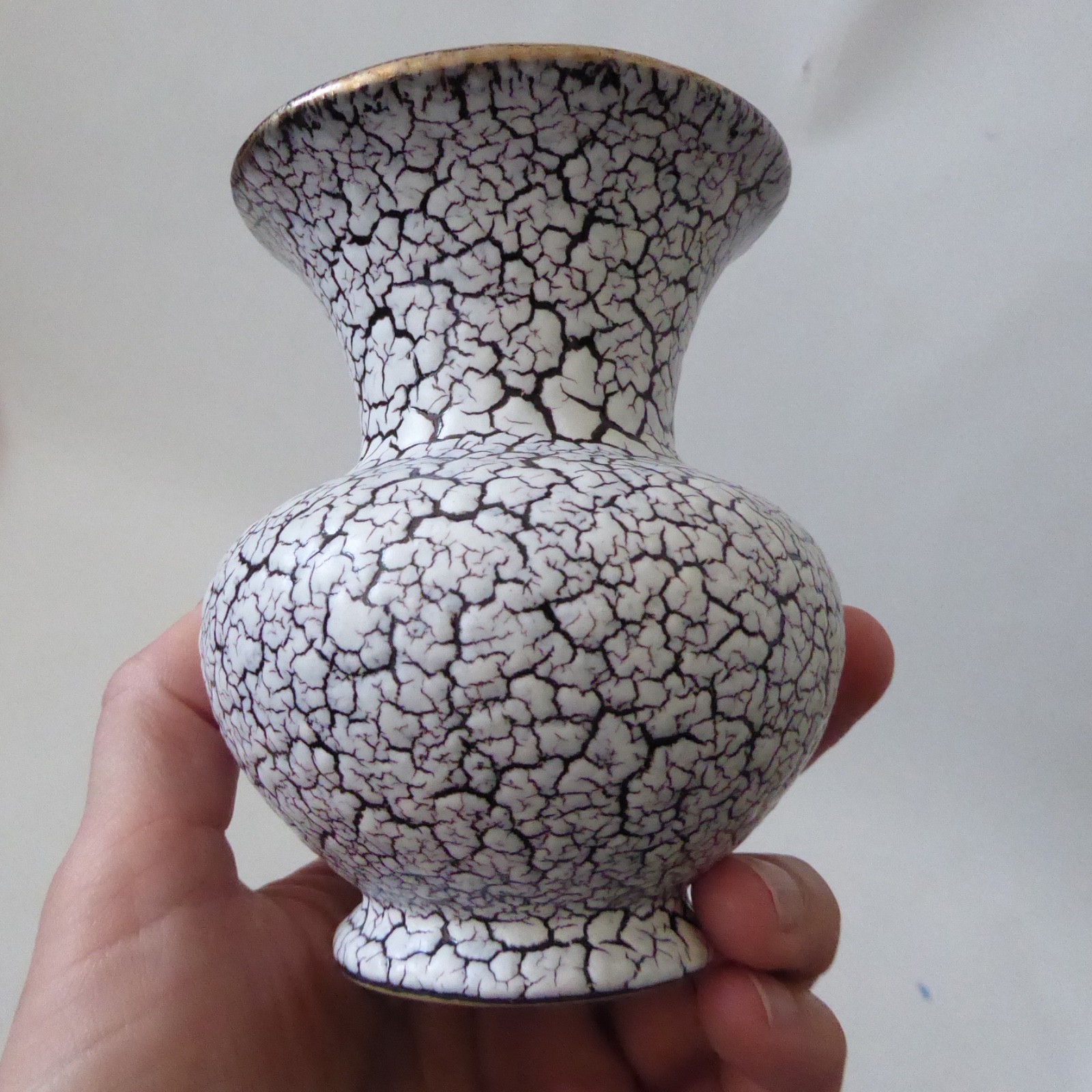 West German pottery, Jasba Keramik Cortina crackle shrink glaze vintage vase 60s - Image 4