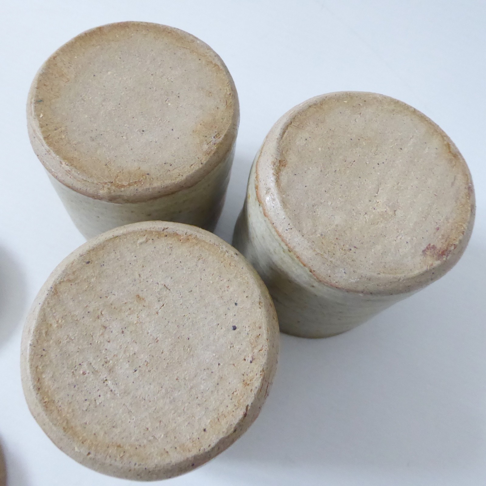Wheel thrown 3 vintage pottery spice herb storage jars, containers lidded pots - Image 11
