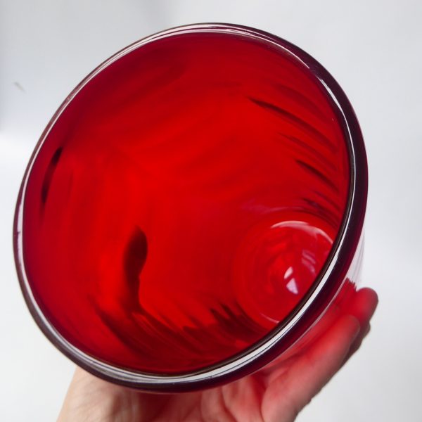 Whitefriars 8473 Ruby Red Wave/Ribbed art glass vase by Marriott Powell, 8" 20cm - Image 11