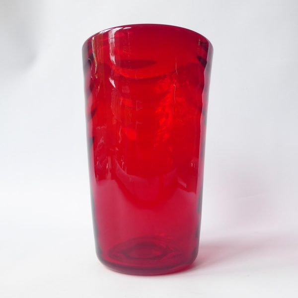 Whitefriars 8473 Ruby Red Wave/Ribbed art glass vase by Marriott Powell, 8" 20cm - Image 4