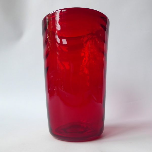 Whitefriars 8473 Ruby Red Wave/Ribbed art glass vase by Marriott Powell, 8" 20cm - Image 5