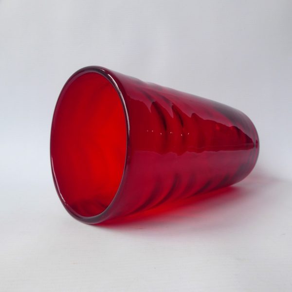 Whitefriars 8473 Ruby Red Wave/Ribbed art glass vase by Marriott Powell, 8" 20cm - Image 8