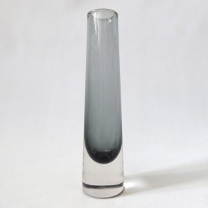 Whitefriars pewter tapered chimney art glass bud vase 9655, 7 3/4" mid century