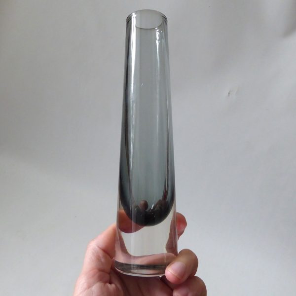 Whitefriars pewter tapered chimney art glass bud vase 9655, 7 3/4" mid century - Image 7