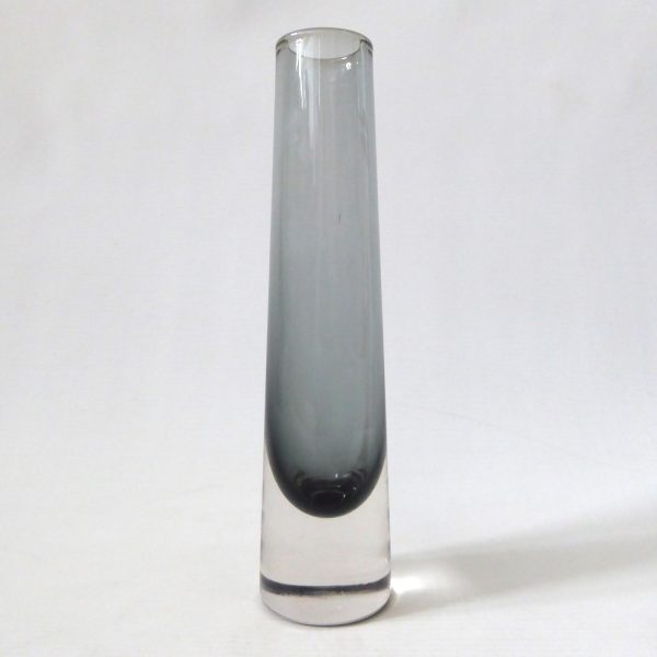 Whitefriars pewter tapered chimney art glass bud vase 9655, 7 3/4" mid century
