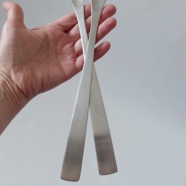 XL Salad servers serving spoon fork stainless steel, mid century modernist style - Image 11