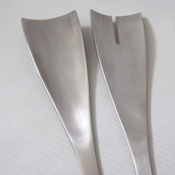 XL Salad servers serving spoon fork stainless steel, mid century modernist style - Image 4