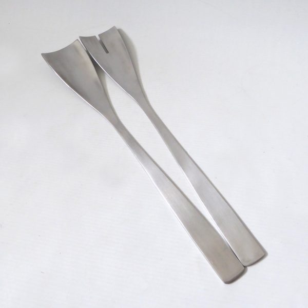 XL Salad servers serving spoon fork stainless steel, mid century modernist style