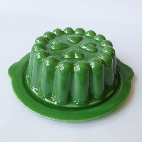 Zell am Harmersbach 1960s green ceramic jelly mould dish, West German retro MCM - Image 3