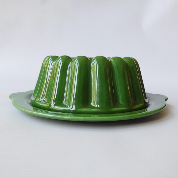 Zell am Harmersbach 1960s green ceramic jelly mould dish, West German retro MCM - Image 4