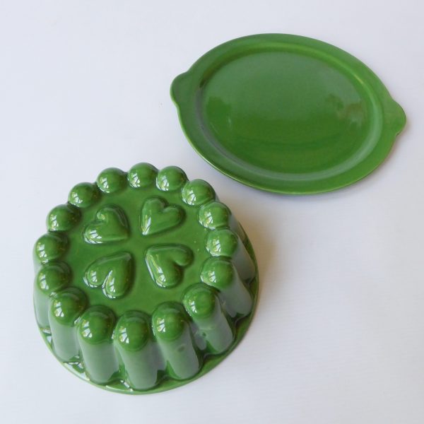 Zell am Harmersbach 1960s green ceramic jelly mould dish, West German retro MCM - Image 7