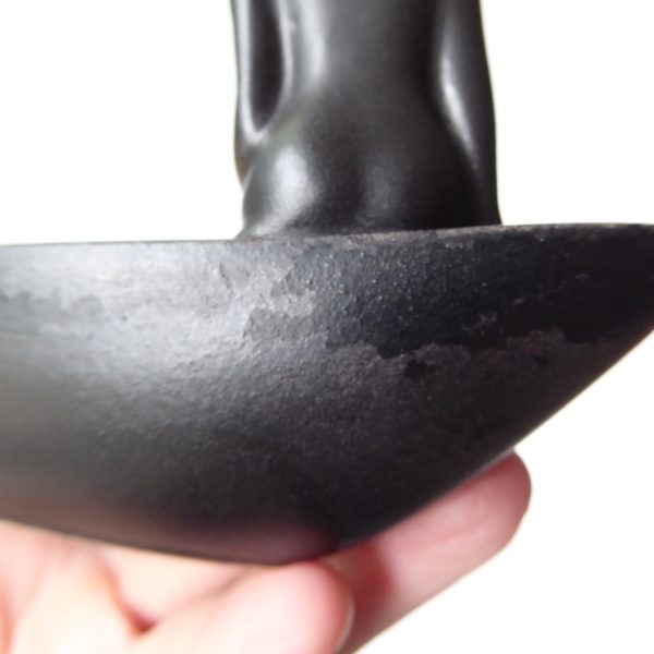 1950s ceramic bowl, African style boat & lady. Black & yellow mid century dish - Image 11