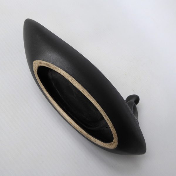 1950s ceramic bowl, African style boat & lady. Black & yellow mid century dish - Image 8