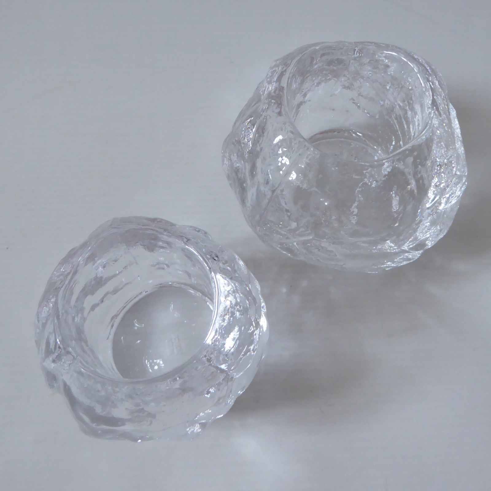 2 Kosta Boda Snowball candle holders, small medium votive. Swedish glass crystal - Image 5