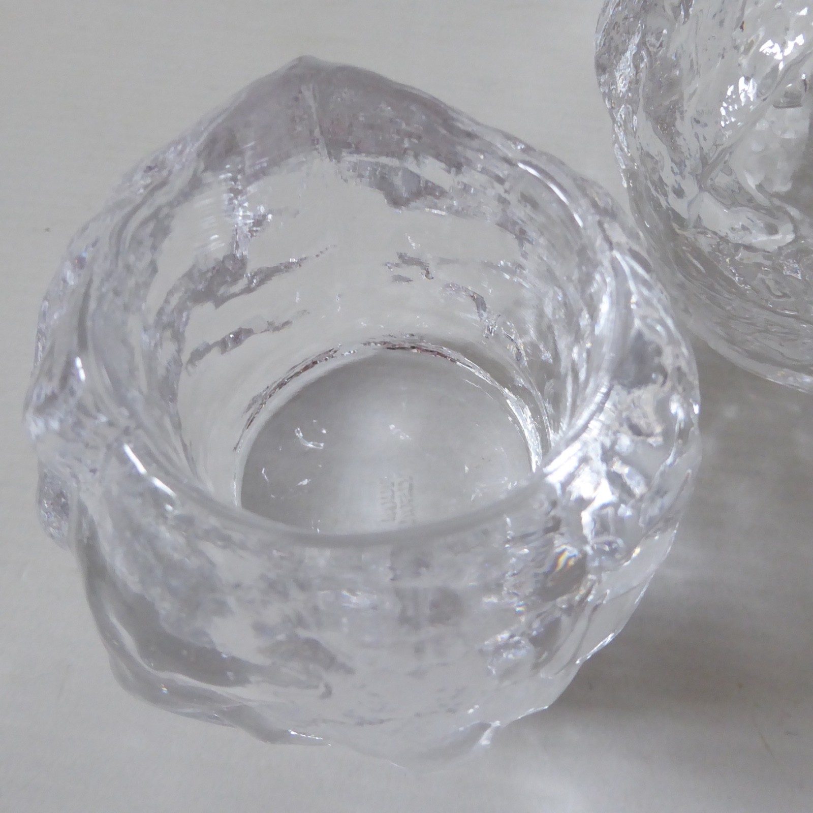 2 Kosta Boda Snowball candle holders, small medium votive. Swedish glass crystal - Image 6